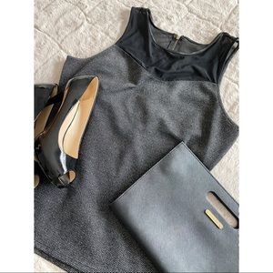 Express tweed tank with mesh neckline
